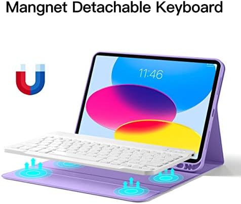 Caso inteligente do teclado da Leijue para iPad 10ª geração 10,9 polegadas 2022, cobertura de couro PU com teclado destacável