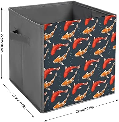 Koi Carpas Cubos de armazenamento de tecido dobrável Caixa de armazenamento de 11 polegadas Bins de armazenamento