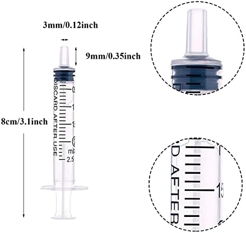 40 Pack 2ml seringa plástica individualmente selada com medição para alimentar animais de estimação, rega, laboratórios científicos, estudante de medicina, medição, reabastecimento, óleo ou aplicador de cola, sem agulha
