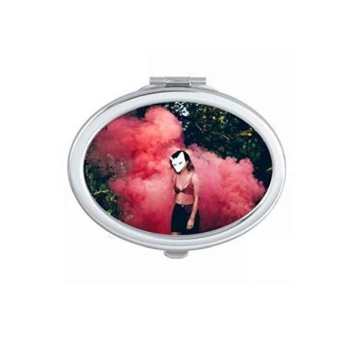Pink Fog Head Girl Science Florestal Cenário Natureza Espelho Portátil Dobra Maquiagem Doubria de óculos laterais
