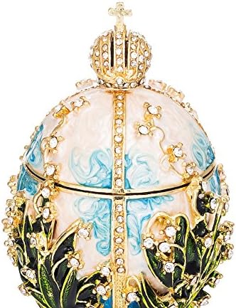 QIFU pintado à mão esmaltada Faberge ovo estilo decorativo caixa de jóias decoração Caixa de bugigangas exclusiva Decoração de casa