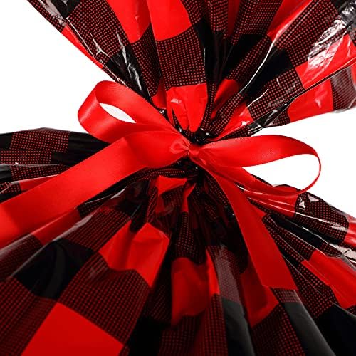 4 peças grandes sacos de embrulho presentes de Natal Red e pretos sacos de plástico com 1 rolo de 1 rol
