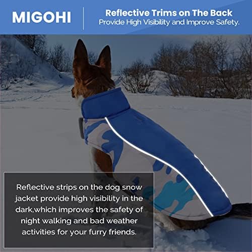 Casaco de cachorro Migohi, jaqueta de cachorro reflexiva à prova de vento com casacos de inverno de cachorro à prova d'água forrados de lã para clima frio, colete de cão de cachorro que quente e reversível