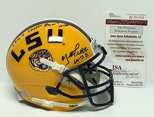 Y.A. Tittle assinado lsu tigres mini -helmet Cotton Bowl MVP JSA W351932 - Capacetes da faculdade autografados