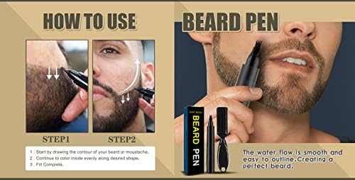 Conjunto de enchimento de barba à prova d'água Zorck, marcador de barba masculina, cobertura duradoura, cria barba