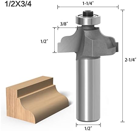 Cortador de moagem de superfície 1 peça 1/4 1/2 cortador de filete de haste com cortador de carboneto de tungstênio rolamento para corte de madeira