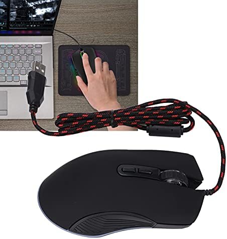 Mouse de jogos com fio Kafuty-1, Mouse RGB Backlight Usb Computer, 4 níveis DPI ajustável até 3200, mouse ergonômico com