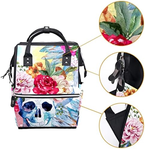 Mochila de viagem Guerotkr, mochila de bolsa de fraldas, mochila de fraldas, padrão colorido de folhas de folhas