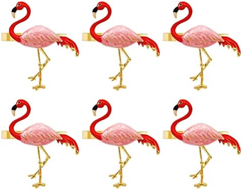 Sosoport 6pcs Flamingo Design Napinha fivelas Hawaiian Party Decorative Napkin Rings