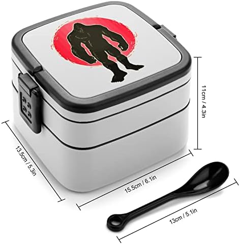 Bigfoot Sun Lunch Bow Box portátil Bento Box de camada dupla de grande capacidade Contêiner de alimentos com colher