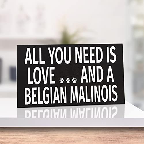 Jennygems Belga Malinois Gifts, sinal de Malinois belga, amor e um Malinois belga, sinal de madeira de 9,5x5,5 polegadas, mãe