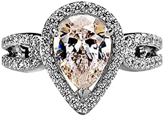 Noivado Round Cut Zircon Rings de casamento de jóias para mulheres full full diaml fofo fantasia para adolescentes