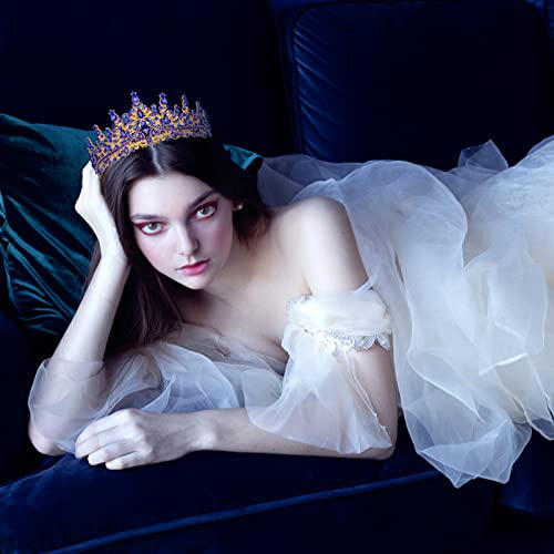 Dzrybnxf rainha coroa de cristal azul e coroas coroas de shinestone coroa tiara para mulheres reflinceanera máscarada