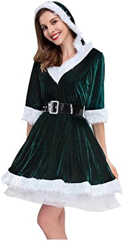 Costura da Sra. Papai Noel para vestidos de veludo feminino com roupas de férias de chapas de Natal Vestido de meia manga