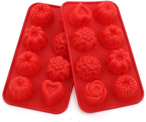 Moldes de silicone warmbuy para sabão de bombas de banho fabricação de doces de chocolate, formato de flores e coração, 2 pacote