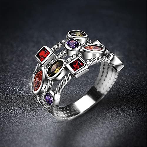 e anéis para garotas adolescentes Huitan colorido zirconia feminina delicada jóias de jóias banda de noiva da banda de
