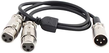 X-Dree RC-131 1 Male a 2 Fêmea Microfone Black XLR Microfone W LABE W Silver Patbated Connector de 20 polegadas de comprimento