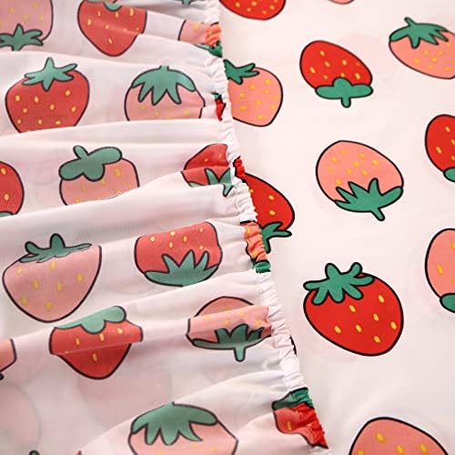 Lençóis de cama de morango 4pcs 4pcs, lençol de impressão de morango vermelho e rosa de tamanho queen e rosa com 1 folha plana