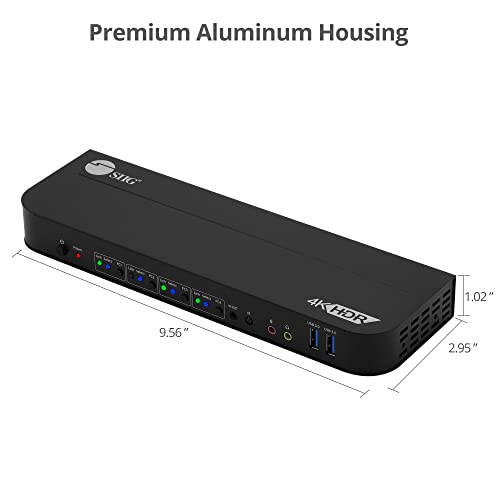 SIG 4K 4K KVM Switch HDMI com controle remoto, saída 1x HDMI, 2x USB 3.2 portas Tipo-A, desvio EDID, compatível com Windows e Mac