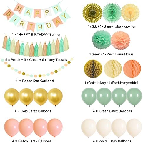 Decorações de feliz aniversário para meninas mulheres, bandeira de feliz aniversário, fã de papel suspensa favo honeycomb ball tecidos