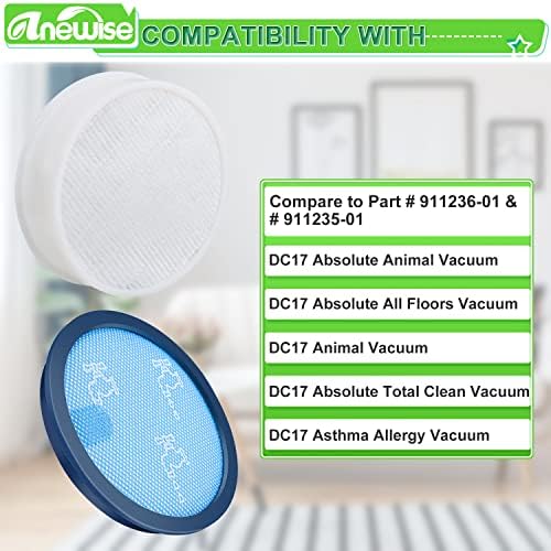 Substituição do filtro ANEWISE para o animal Dyson DC17, animal absoluto, limpo total, todos os pisos a vácuo, 1 filtro HEPA e 1