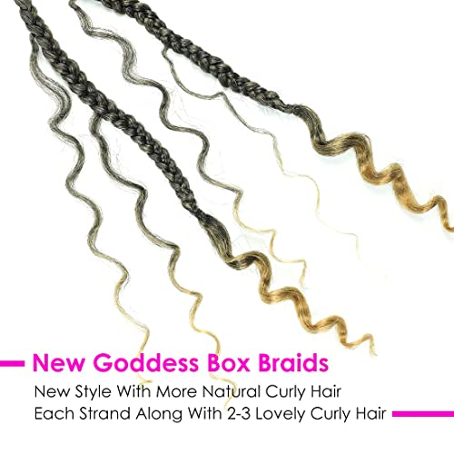Caixa de crochê de trança de caixa - 8packs deus de deusa Sorda de cabelos com pontas cacheadas Boho Box Braids Hair