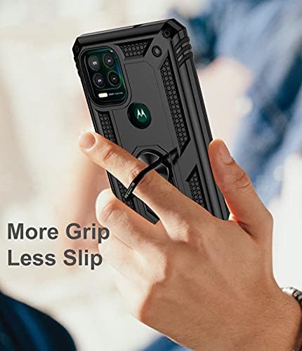 Aliruke Moto G Stylus 5G Case com protetor de tela de vidro temperado e kickstand de suporte do anel dos dedos, capa de phone de