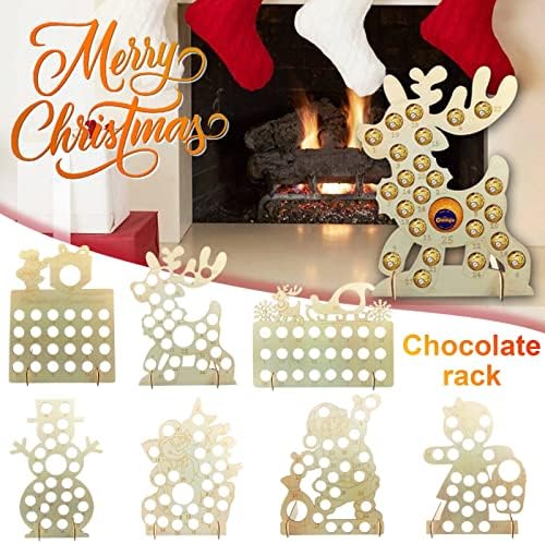 Calendário do advento de Natal 2021 com moldura de chocolate, calendário de contagem regressiva de Natal, decoração de festa de férias de casca de chocolate Decoração de ornamentos de mesa para casa