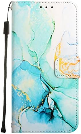 Oopkins para a caixa da carteira Samsung Galaxy S22, capa de couro de marmore PU com ranhuras de 3 cartas para garotas capa de proteção à prova de choque para mulheres para Samsung Galaxy S22 Green YBS Green YBS
