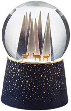 Portmeirion- Sara Miller London Pines Coleção Fosada Musical Snow Globe, 6,5 polegadas, feita de dolomita e vidro, decoração de casa de Natal, multicolor