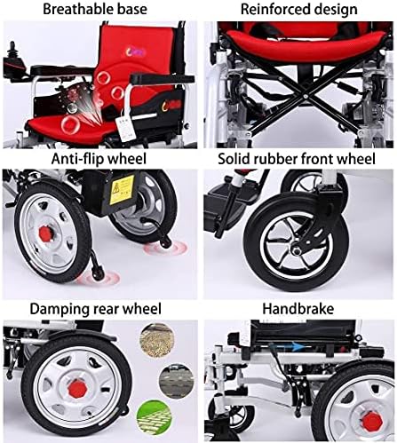 Cadeia de rodas portátil de moda Neochy Cadeiras de rodas pesadas cadeiras elétricas e energia leve cadeira de rodas dobrável a largura do assento 45cm 360 ° PESO DE JOYSTICK 150 kg g/vermelho