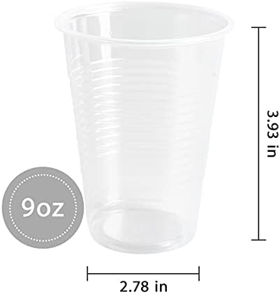 Jolly Chef 600 pacote de 9 onças de copos de plástico transparente, copos descartáveis ​​de 9 onças, festas frias bebendo xícaras para