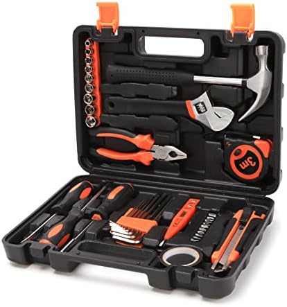 Conjunto de ferramentas do yougfin, kit de ferramentas básicas para as mãos domésticas de 38 peças com caixa de armazenamento de caixa de ferramentas plástica, ideal para reparo e manutenção doméstica