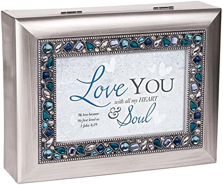 Cottage Garden Love You With All My Heart Povered Silvertone Jewelry Box Plays Grace Amazing