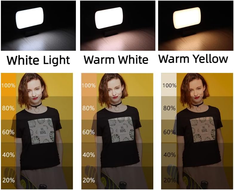 Luz de selfie com 3 modos de luz com clipe frontal e traseiro para streaming de maquiagem de maquiagem LIVERSA DE VÍDEA