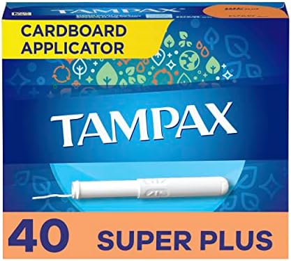 Tampax tampões, Super Plus Absorvency, Aplicador de papelão, saia de vazamento, sem perfume, 40 contagem