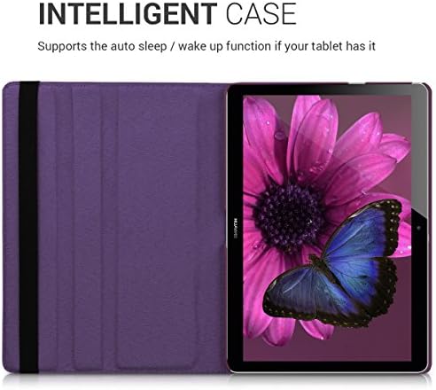 Caixa rotativa de Kwmobile compatível com Huawei Mediapad T3 10 - Case PU Couro Tampa de tampo com suporte - Violet