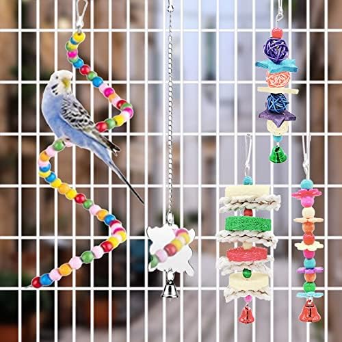 18 pacotes Bird Swing Brinquedos de mascar, balanço pendurado em pé de mascar hammock escalando gaiola de pássaro escada Toys coloridos