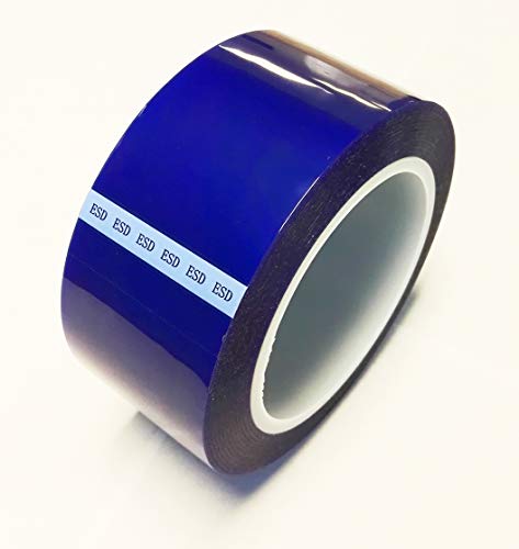BERTECH ESD TAPE, 5/8 polegadas x 72 jardas, azul, filme de poliéster com adesivo de silicone