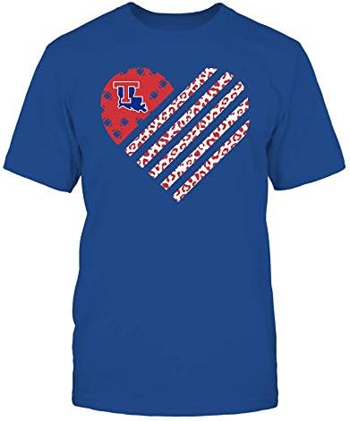 Fanprint Louisiana Tech Bulldogs T -shirt - Futebol - bandeira do leopardo - coração