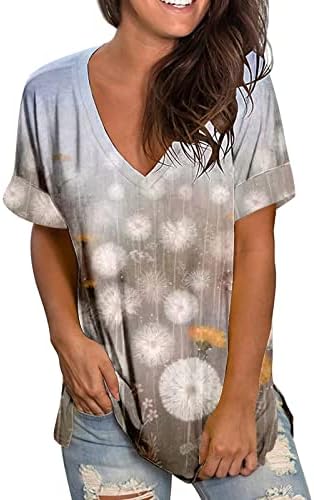 Camisetas de algodão Miashui para mulheres Multi Pack Women Casual Spring Summer V Neck de manga curta Camisetas femininas