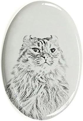 Art Dog Ltd. American Curl Cat, lápide oval de azulejo de cerâmica com uma imagem de um gato