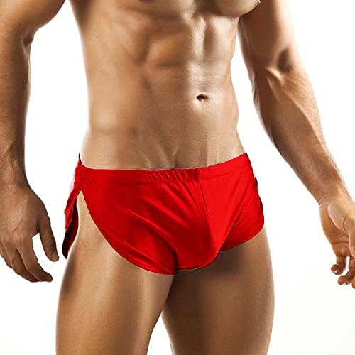 Homens com shorts curtos com lados divididos grandes sem forro interno