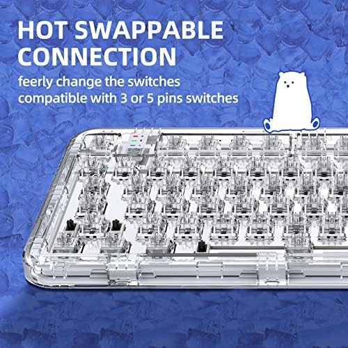 Yunzii Coolkiller CK75 Hot Swappable Teclado Hot Swappable, teclado transparente de junta acrílica para Windows/Mac