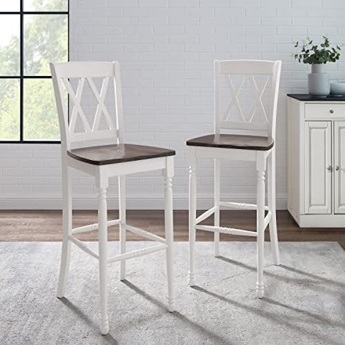 Crosley Furniture Shelby Bar Stool Set, 30 polegadas, branco angustiado