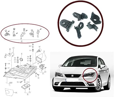 ESC EHL530 Conjunto de reparo da carcaça do farol de farol 5F0998225 à esquerda para SE.T LE.ON MK3 5F 2012-2020