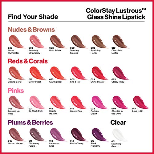 Revlon Super Lustrous Glass Shine Lipstick, cor hidratante impecável com aloe, ácido hialurônico e quartzo rosa, o amor está