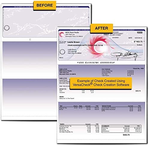 Versacheck UV Top Secure Checks - 250 Verificações de voucher de negócios em branco - Prestige azul - 250 folhas Formulário 1000