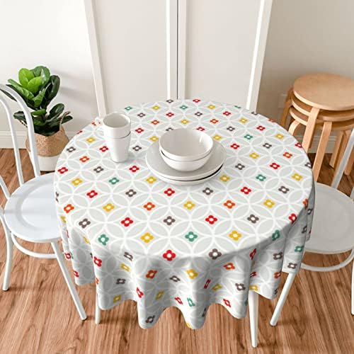 Toalha de mesa floral de pzoyubi redonda de 60 polegadas de geometria redonda de toalha de mesa de mesa xadrez lavável