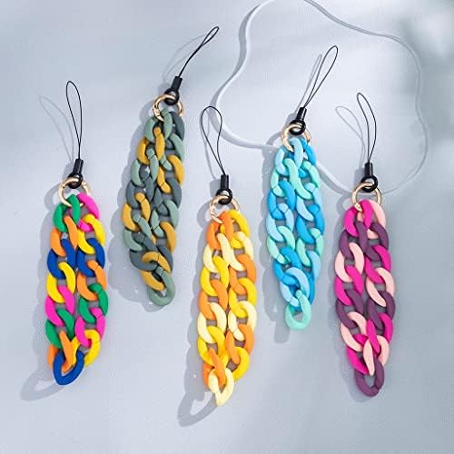 Wykdd Chain de celular com miçangas de acrílico wykdd colorido colorido anti-telefone fosco pendurado cordão feminino jóias